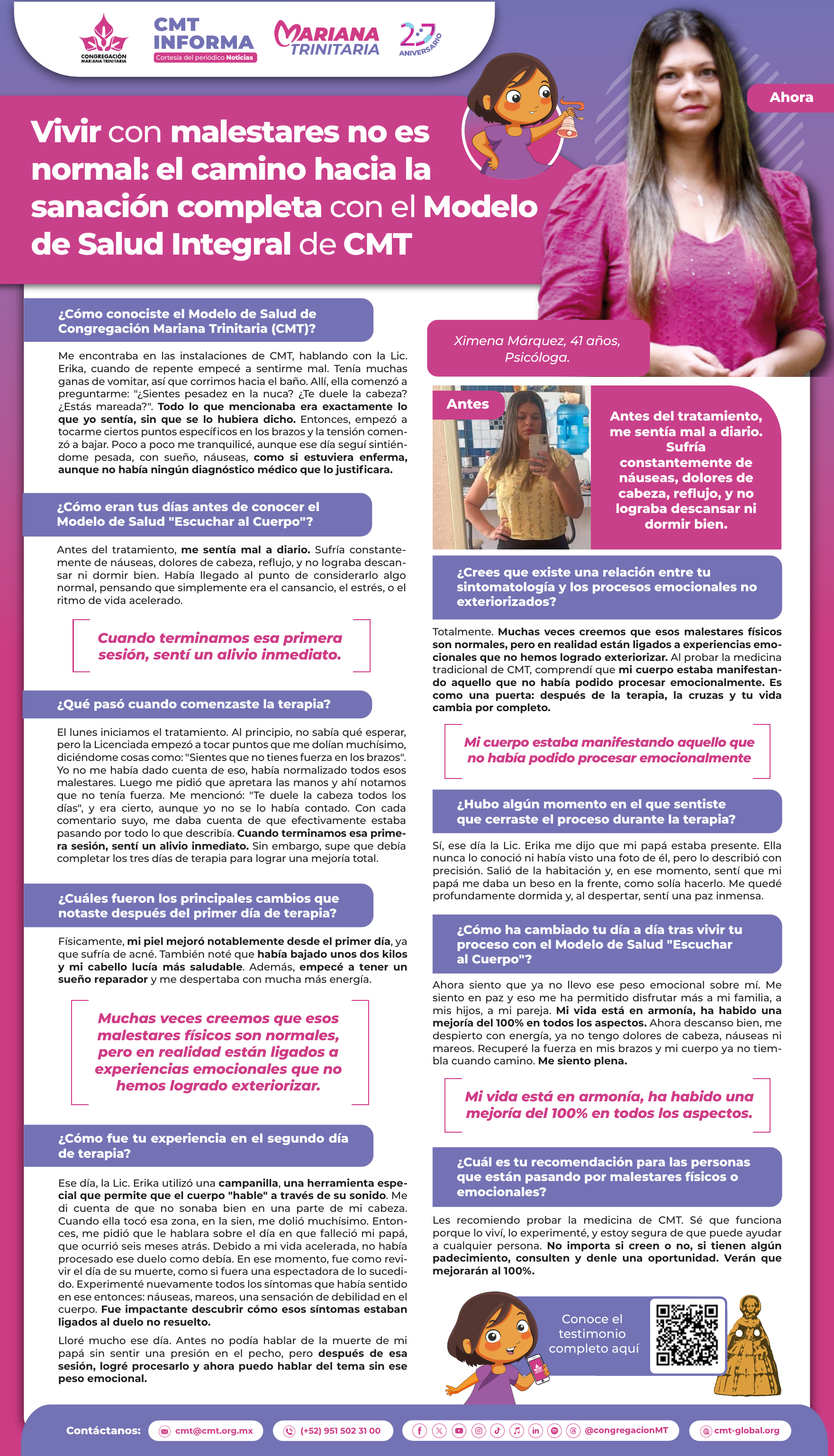 Prensa: VIVIR CON MALESTARES NO ES NORMAL: EL CAMINO HACIA LA SANACIÓN COMPLETA CON EL MODELO DE SALUD INTEGRAL DE CMT