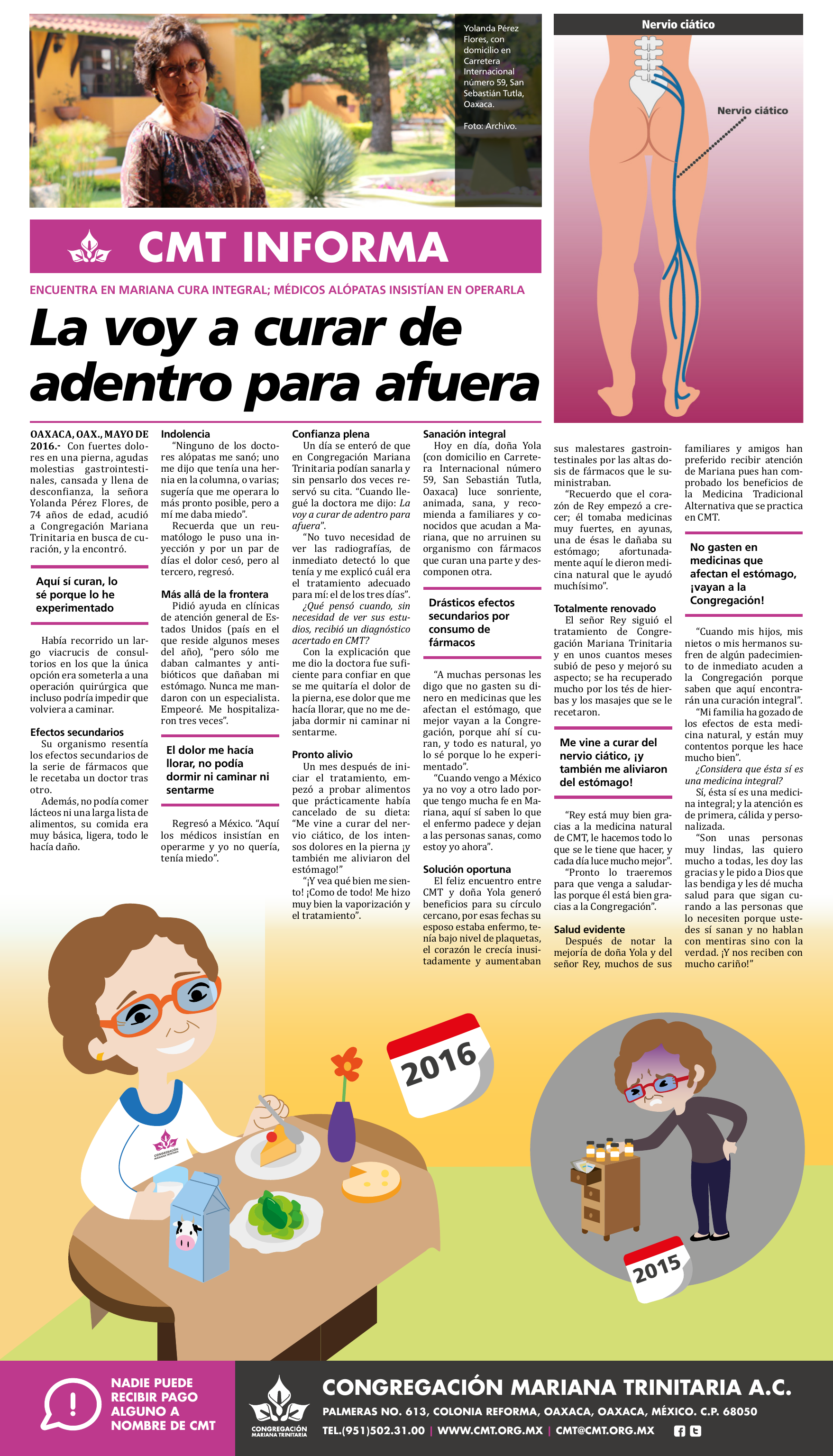 Prensa: ENCUENTRA EN MARIANA CURA INTEGRAL; MÉDICOS ALÓPATAS INSISTÍAN EN OPERARLA
