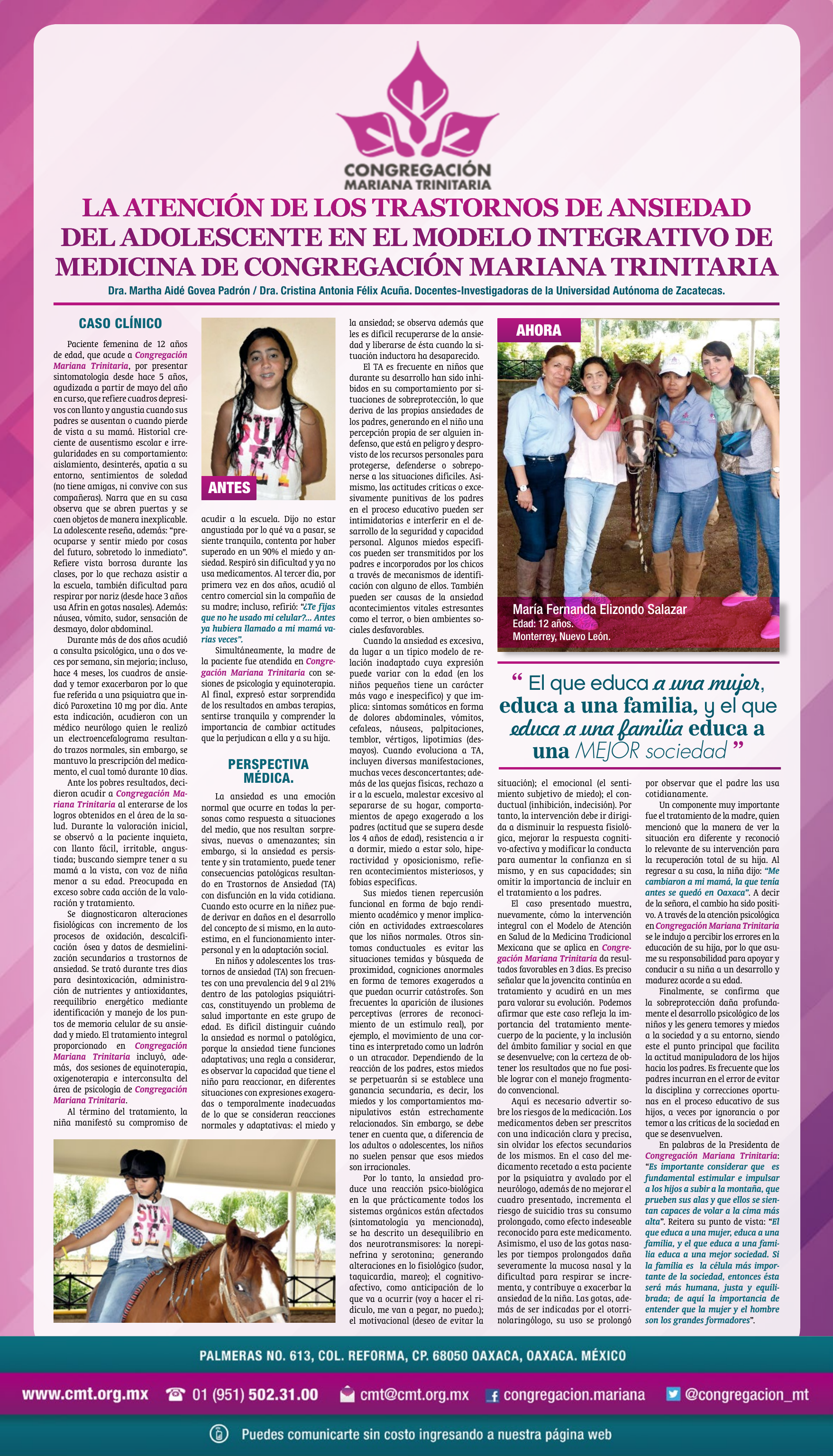 Prensa: LA ATENCIÓN DE LOS TRANSTORNOS DE ANSIEDAD DEL ADOLESCENTE