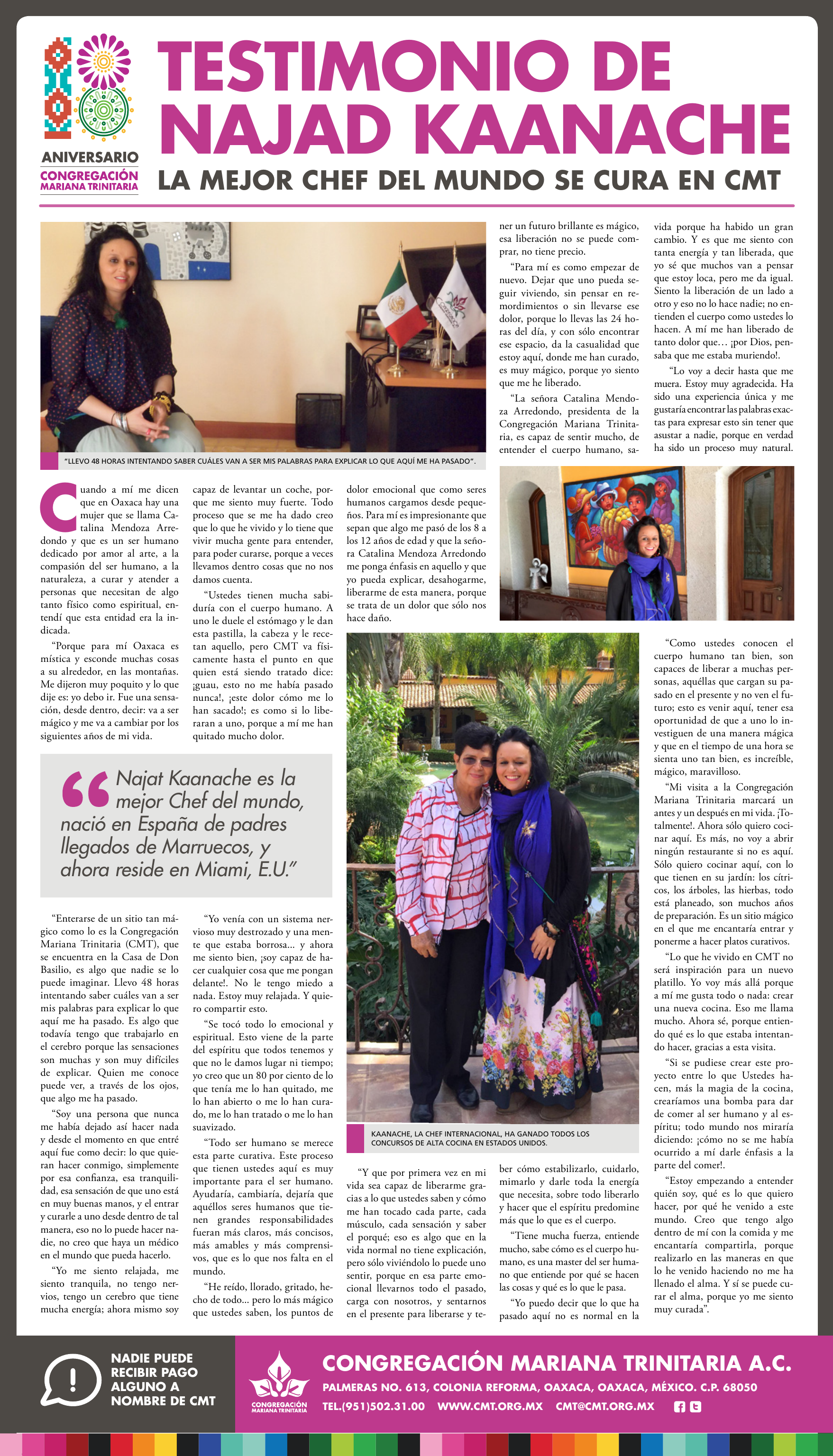 Prensa: LA MEJOR CHEF DEL MUNDO SE CURA EN CMT