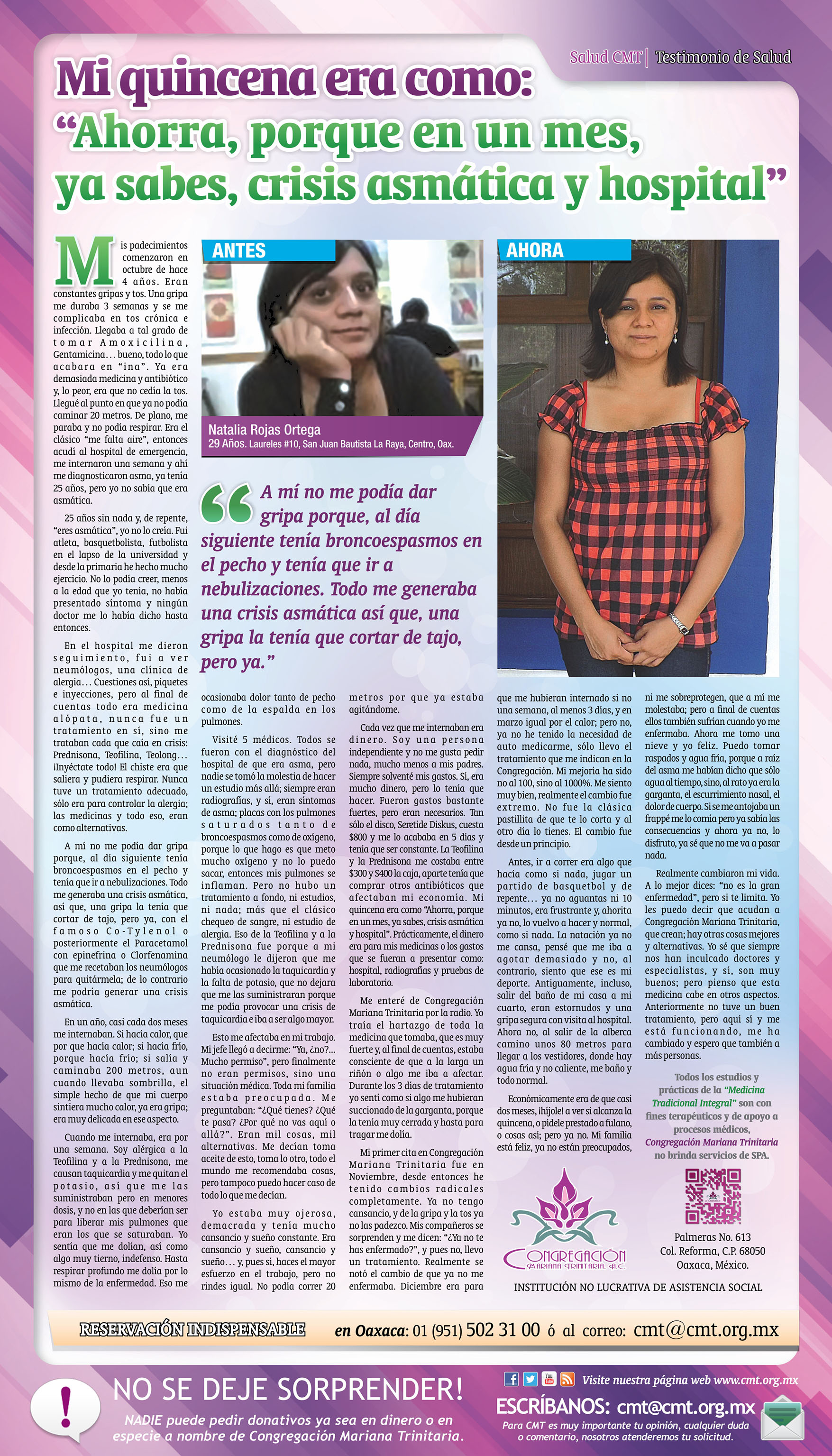 Prensa: MI QUINCENA ERA COMO: AHORRA, PORQUE EN UN MES, YA SABES, CRISIS ASMÁTICA Y HOSPITAL