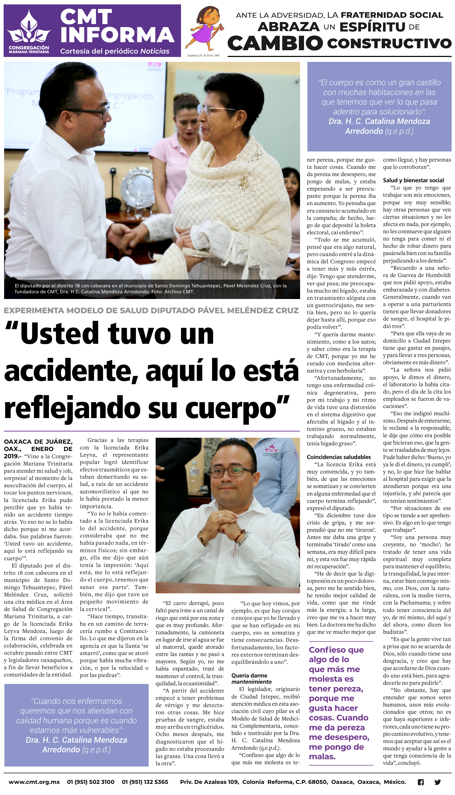 Prensa: EXPERIMENTA MODELO DE SALUD DIPUTADO PÁVEL MELÉNDEZ CRUZ