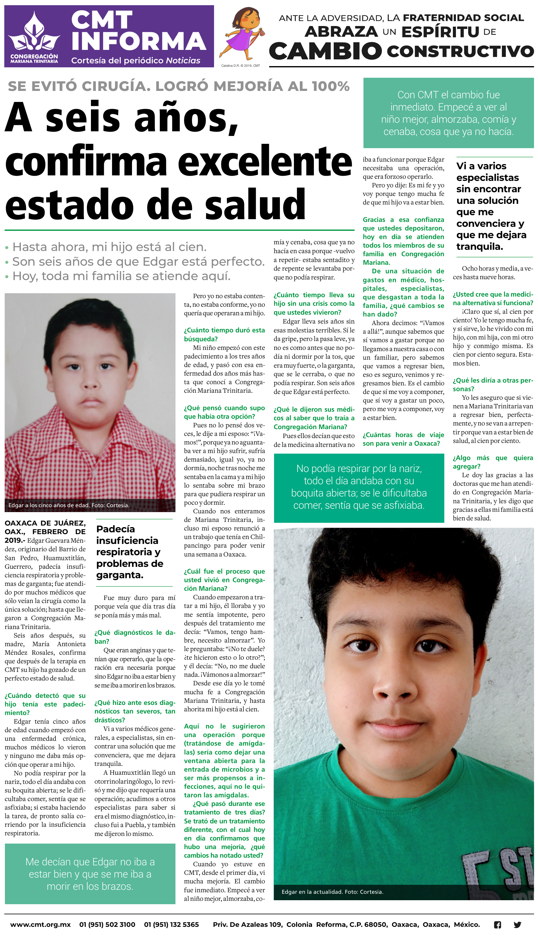 Prensa: SE EVITÓ CIRUGÍA. LOGRO MEJORÍA AL 100%