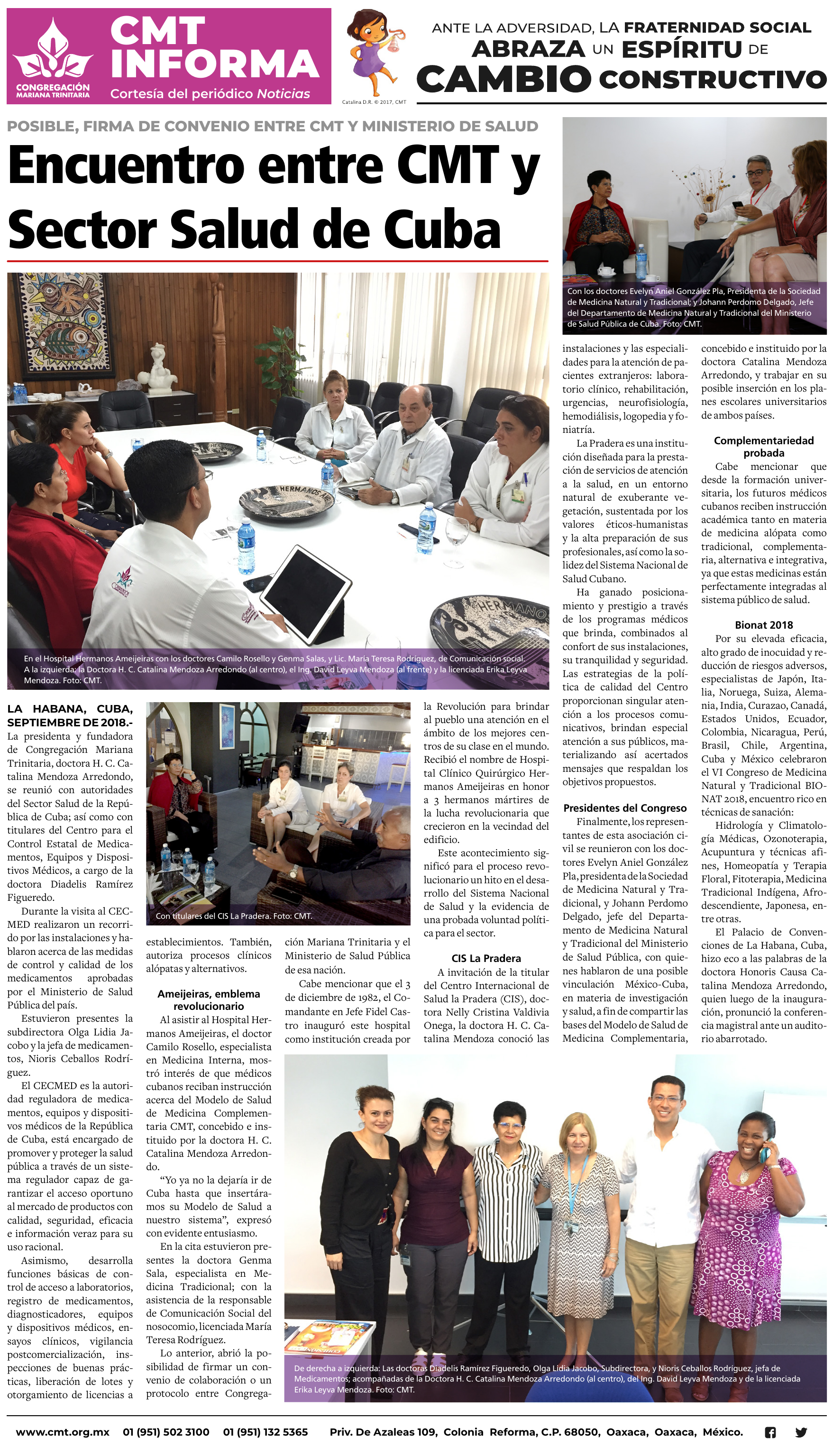 Prensa: POSIBLE, FIRMA DE CONVENIO ENTRE CMT Y MINISTERIO DE SALUD