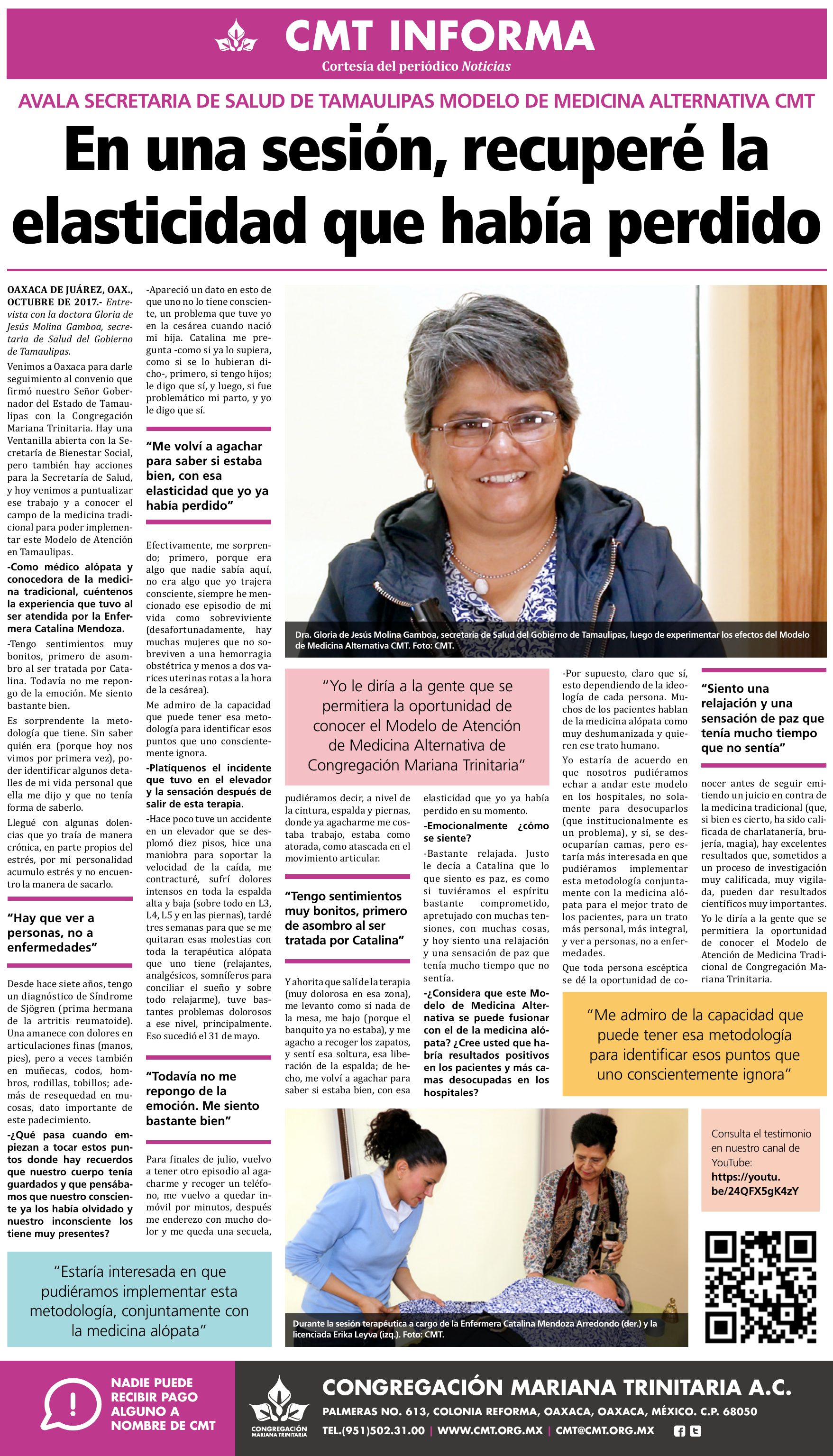 Prensa: AVALA SECRETARIA DE SALUD DE TAMAULIPAS MODELO DE MEDICINA ALTERNATIVA CMT